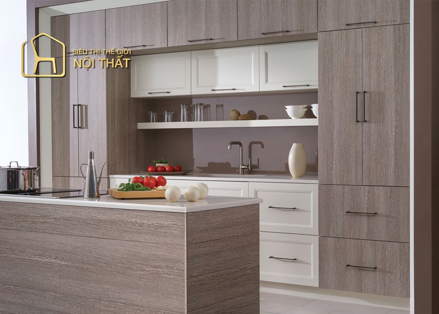 Nội thất nhà bếp giá rẻ - Tổng hợp 20 mẫu tủ bếp rẻ, bền đẹp 27 Mẫu tủ bếp thiết kế hình chữ I với kích thước 3m làm từ chất liệu Melamine màu trắng đơn giản tinh tế.