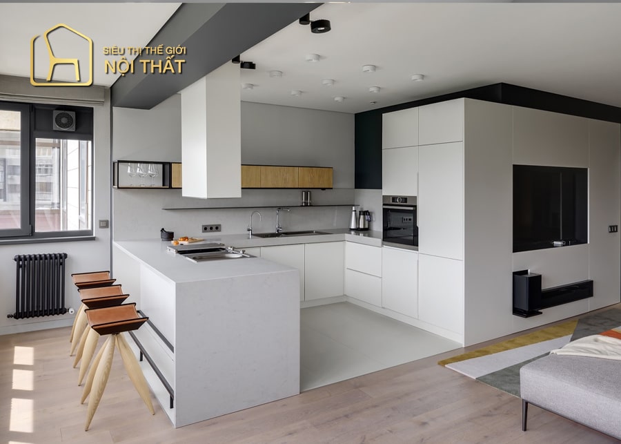 Top 20 mẫu thiết kế nội thất nhà bếp hình chữ U được ưu thích hiện nay 3 Đặc trưng nội thất bếp hình chữ U thuận tiện di chuyển và nấu nướng