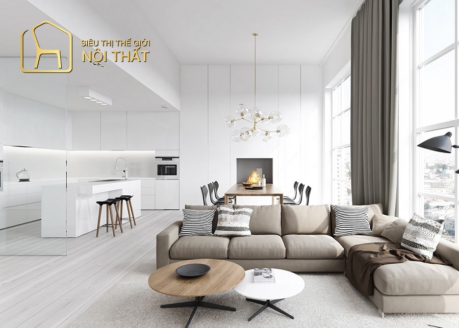 Top 10 mẫu nội thất phòng khách biệt thự hiện đại năm 2022 11 Thiết kế nội thất phòng khách biệt tone sáng chủ đạo