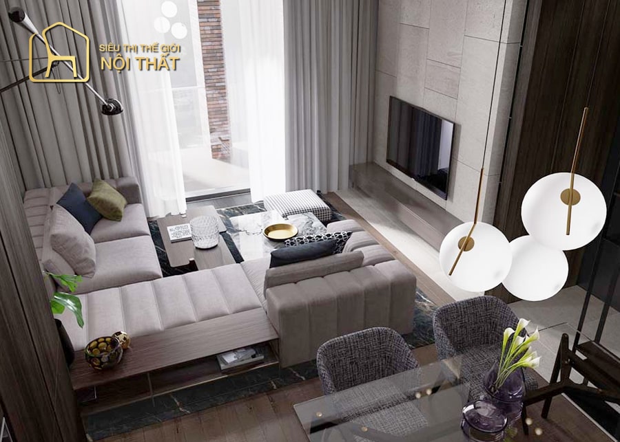Top 20 mẫu thiết kế nội thất phòng khách nhà phố đẹp nhất hiện nay 19 Nội thất phòng khách nhà phố thanh lịch, trang nhã