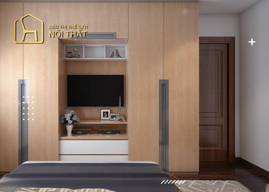 Top các mẫu tủ quần áo kết hợp kệ tivi đẹp mắt, đa đăng nhất 2022 11 mẫu tủ quần áo kết hợp kệ tivi chất liệu gỗ công nghiệp