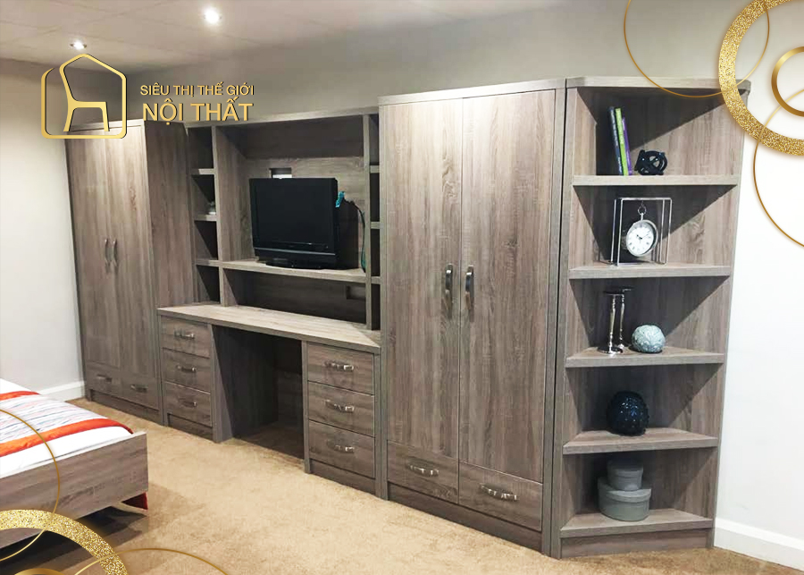Top 12 mẫu tủ quần áo kết hợp kệ tivi đẹp mắt xu hướng năm 2022 4 Tủ quần áo kết hợp TV có tính thẩm mỹ cao, phù hợp với nhiều không gian khác nhau
