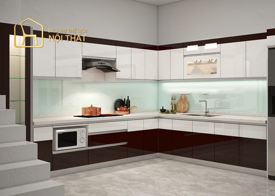 Các loại tủ bếp nhựa phổ biến, đẹp mắt cho nhà bếp của bạn 10 Mẫu tủ bếp nhựa Laminate có thiết kế theo dạng chữ L