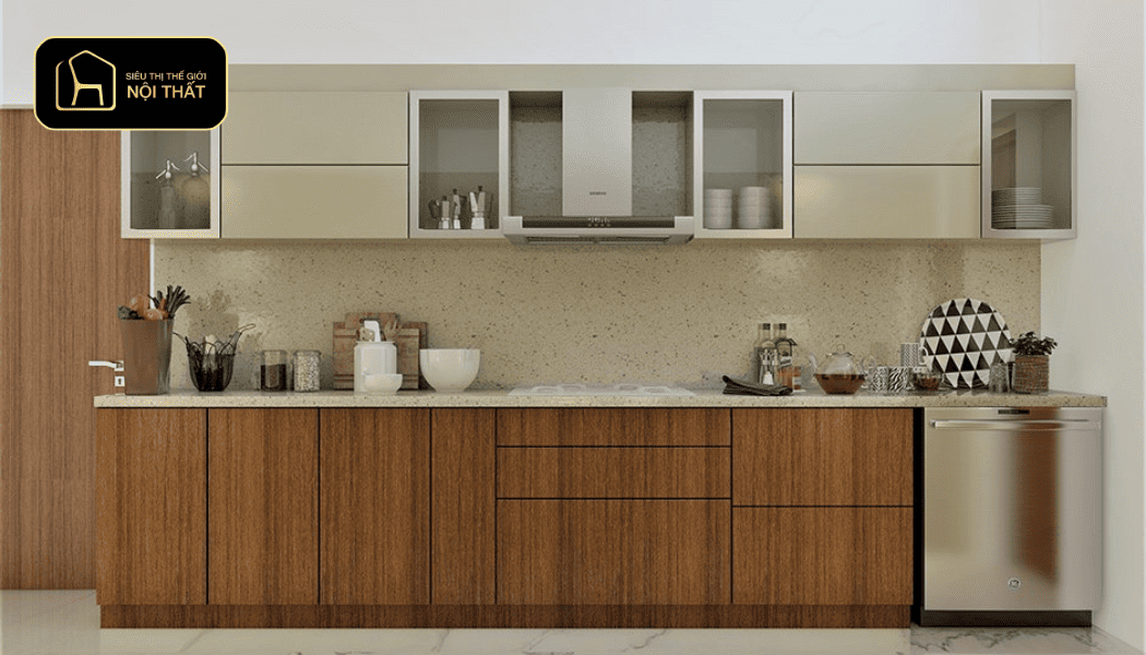 Tủ bếp Inox Cánh Kính