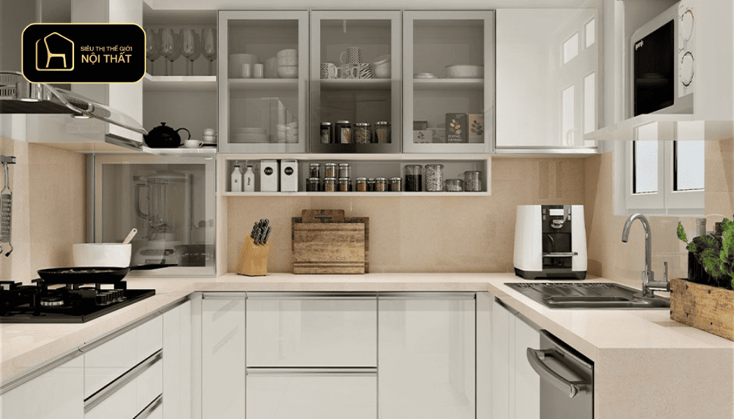 Tủ bếp Inox Cánh Kính