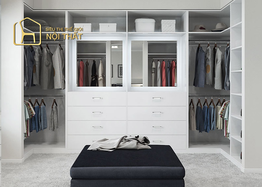 Top 12 mẫu tủ quần áo Hàn Quốc không thể bỏ lỡ trong kiến trúc nội thất 9 Tủ quần áo Hàn Quốc nhôm kết hợp gỗ công nghiệp