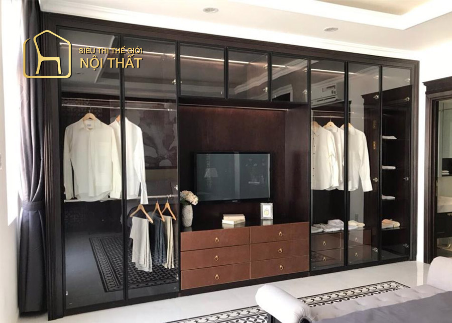 Top 12 mẫu tủ quần áo Hàn Quốc không thể bỏ lỡ trong kiến trúc nội thất 13 Tủ quần áo kết hợp kệ để đồ