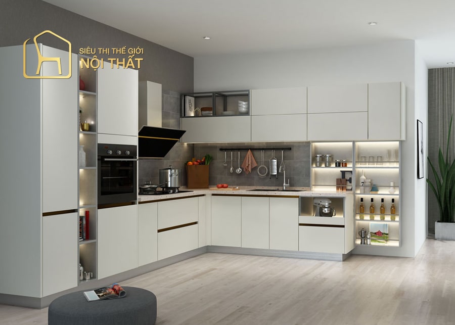 Top 15 mẫu tủ bếp treo tường đẹp nhất năm 2022 17 Mẫu tủ gỗ treo tường khung inox siêu bền