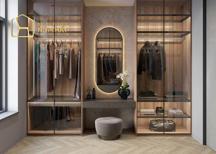 Tủ quần áo kết hợp bàn trang điểm có đặc điêm gì, có nên sử dụng? 6 Mẫu tủ quần áo kết hợp bàn trang điểm gỗ sồi Nga sang trọng