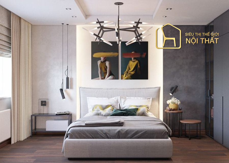 Màu sắc của chăn, ga, gối, nệm ncó sự tương đồng nhất định với màu trần nhà, tường để đảm bảo tính thẩm mỹ.