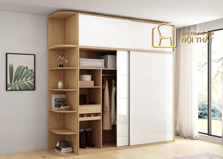 Tổng hợp 12 các mẫu tủ quần áo gỗ công nghiệp đẹp mắt nhất năm 2022 7 Mẫu tủ quần áo gỗ công nghiệp 2 buồng thiết kế đơn giản với gam màu trắng mang lại sự sang trọng, hiện đại
