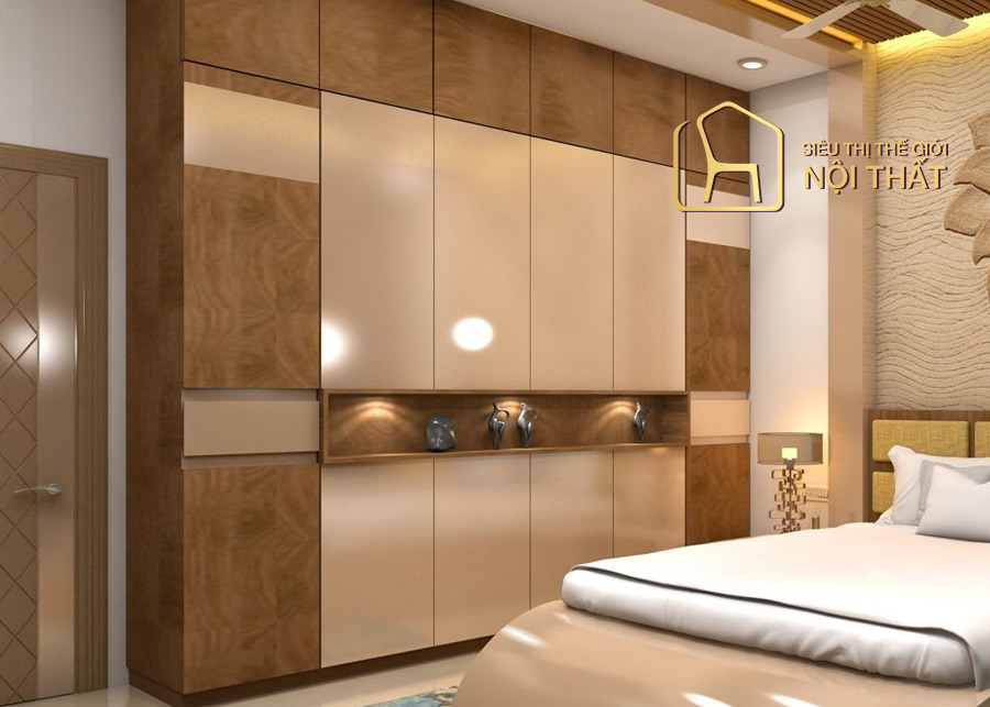 Tổng hợp 12 các mẫu tủ quần áo gỗ công nghiệp đẹp mắt nhất năm 2022 9 Xu hướng chuộng mẫu tủ quần áo gỗ công nghiệp với thiết kế âm tường phù hợp với không gian phòng ngủ hạn chế diện tích