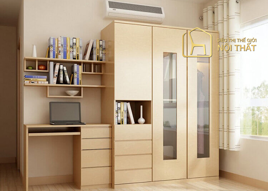 Tổng hợp 12 mẫu tủ quần áo thông minh - xu hướng hiện đại 12 Tủ thông minh chất liệu gỗ tự nhiên kết hợp cánh kính sang trọng
