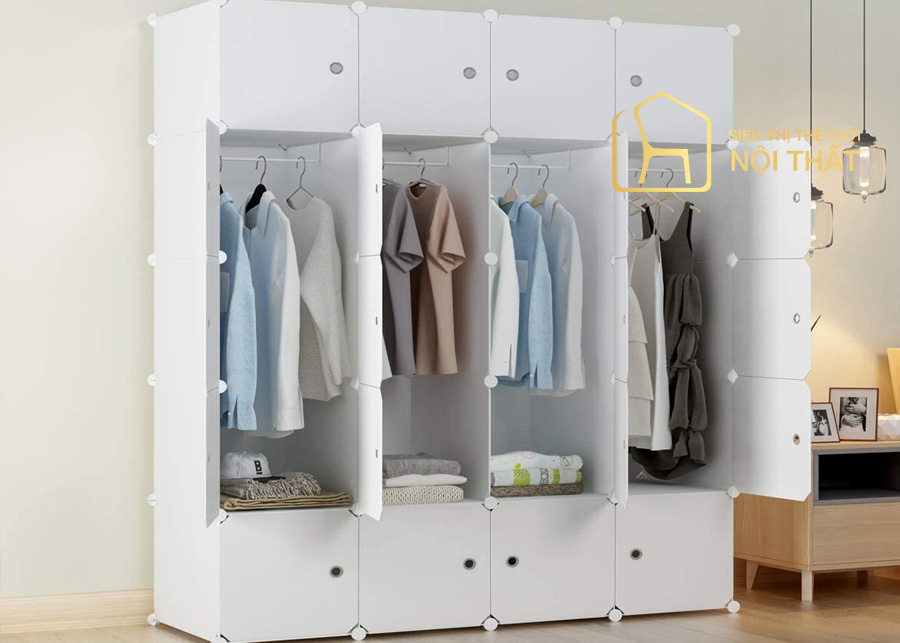 Tủ quần áo nhựa Đài Loan có ưu điểm được thiết kế thông minh, dễ dàng tháo lắp