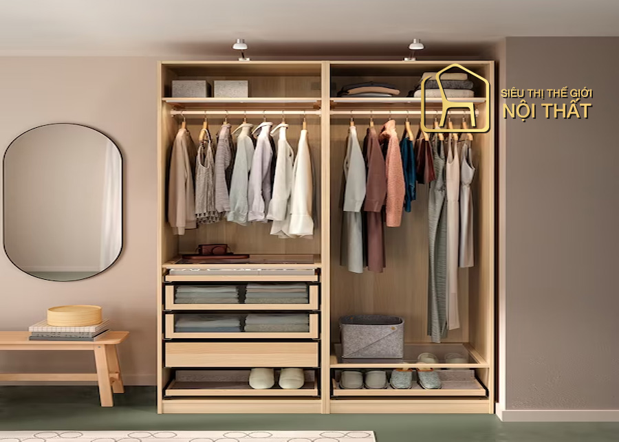 Có nên sử dụng tủ quần áo vải - Các mẫu tủ quần áo vải phổ biến 11 Tủ quần áo vải 2 buồng 8 ngăn