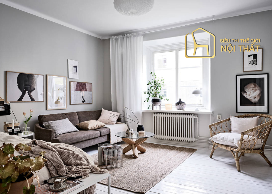 Tổng hợp các mẫu chung cư phong cách Scandinavian 16 Mẫu thiết kế nội thất chung cư Scandinavian tone trắng - xám