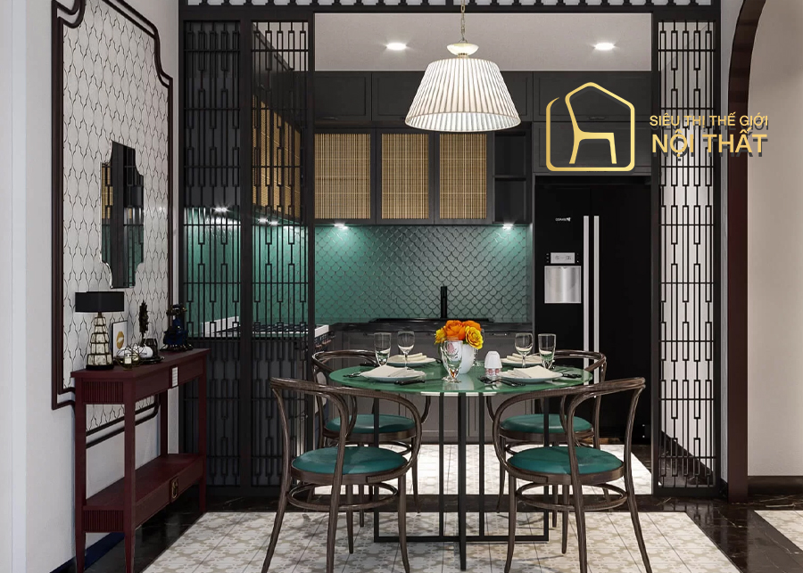 Phong cách thiết kế nội thất Indochine Đông Dương- Bản giao hưởng đặc sắc cổ điển 19 Phòng bếp đơn giản và sang trọng với gỗ óc chó theo phong cách Indochine