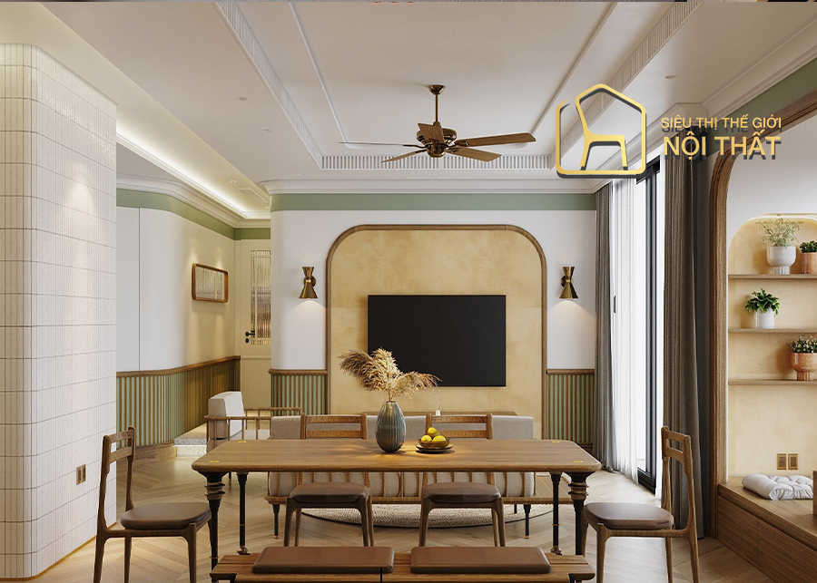 Phong cách thiết kế nội thất Indochine Đông Dương- Bản giao hưởng đặc sắc cổ điển 14 Mẫu nội thất nhà khách Indochine với các bản đảo chia không gian