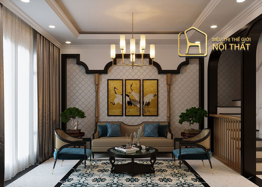 Phong cách thiết kế nội thất Indochine Đông Dương- Bản giao hưởng đặc sắc cổ điển 16 Phòng khách phong cách Đông Dương Indochine nhã nhặn và thanh lịch
