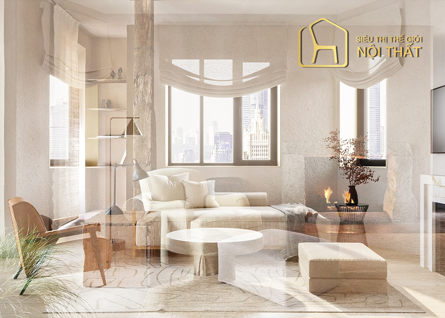 Phong cách thiết kế nội thất Wabi Sabi - Khai phá vẻ đẹp trong sự không hoàn mỹ 19 Không gian phòng khách Wabi Sabi