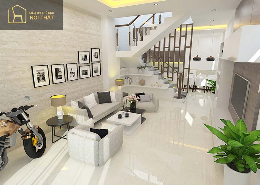 Kinh nghiệm chọn đồ nội thất cho nhà ống hiện đại, ấn tượng 2022 1 Thiết kế nội thất nhà ống theo phong cách hiện đại