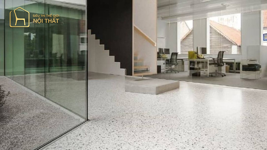 Gạch Terrazzo Gạch Terrazzo có khả năng chống ẩm, chống thấm vượt trội rất thích hợp cho khu vực nhà tắm hay phòng bếp