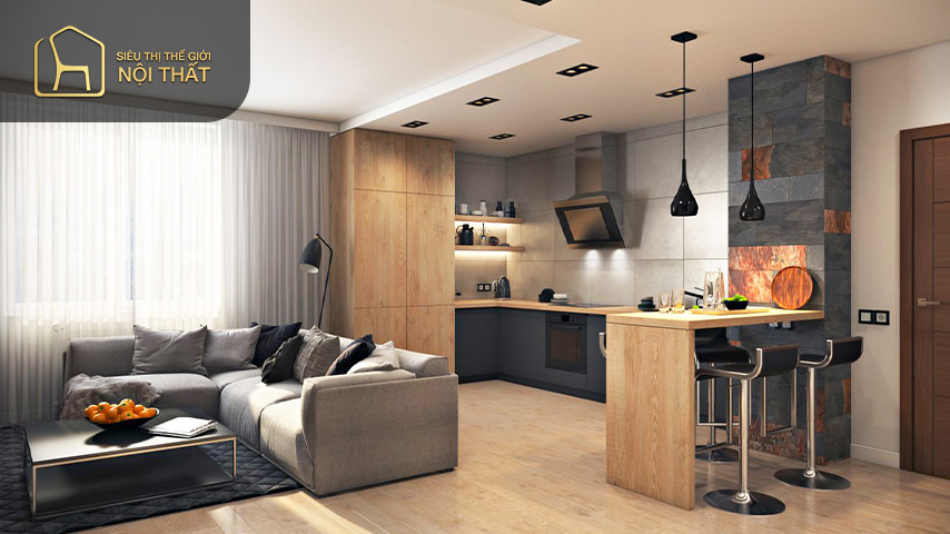 Phong cách thiết kế phòng khách liền bếp 20m2 tối ưu diện tích 4 Cần tận dụng phong cách thiết kế tối giản