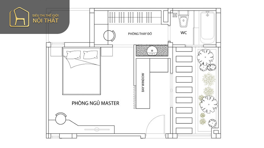 Thiết kế mặt bằng phòng ngủ master hiện đại có WC riêng Thiết kế mặt bằng phòng ngủ master hiện đại có WC riêng tạo nên không gian đẹp và tiện nghi nhất cho căn phòng ngủ của bạn