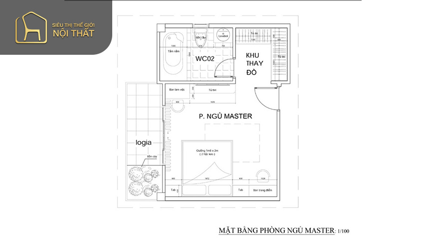 Bản thiết kế mặt bằng phòng ngủ master hiện đại sang trọng qua bố cục 2D Bản thiết kế mặt bằng phòng ngủ master hiện đại sang trọng qua bố cục 2D