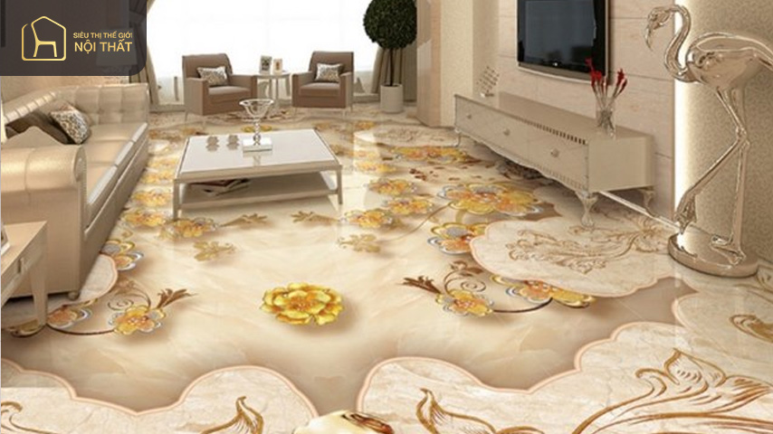 Gạch 3D Gạch 3D có khả năng chống trơn trượt tốt và họa tiết sinh động tạo cảm giác thoải mái và rộng rãi hơn cho ngôi nhà