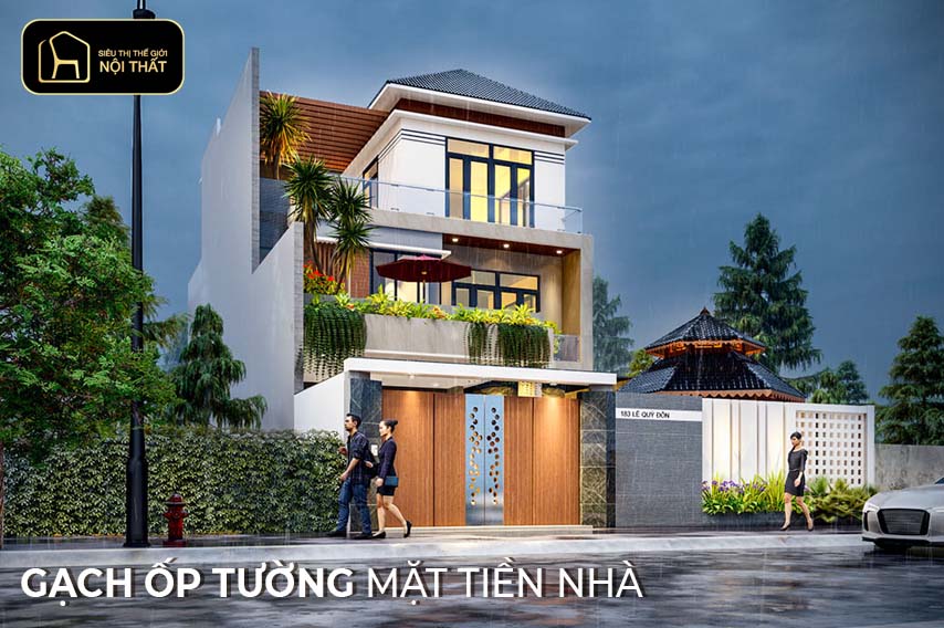gạch ốp tường mặt tiền nhà