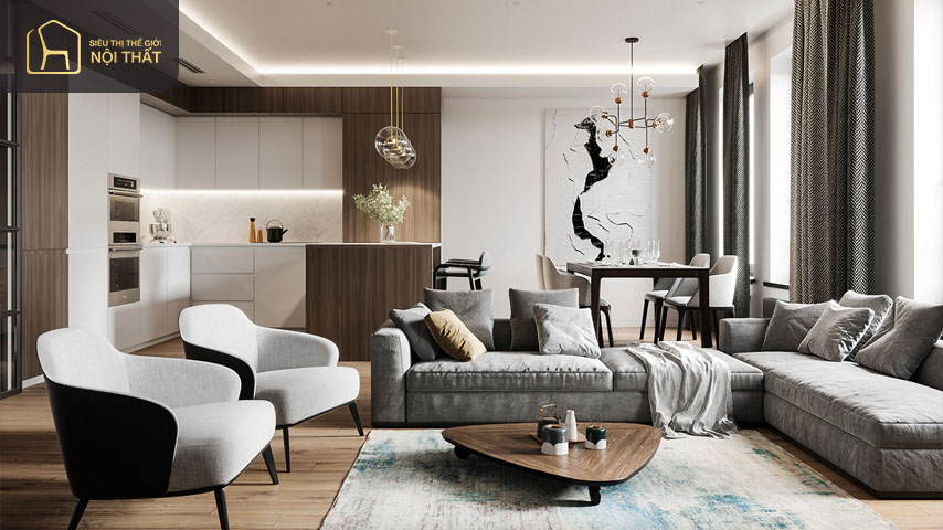 Mẫu phòng khách 30m2 phong cách tối giản Mẫu phòng khách 30m2 phong cách tối giản