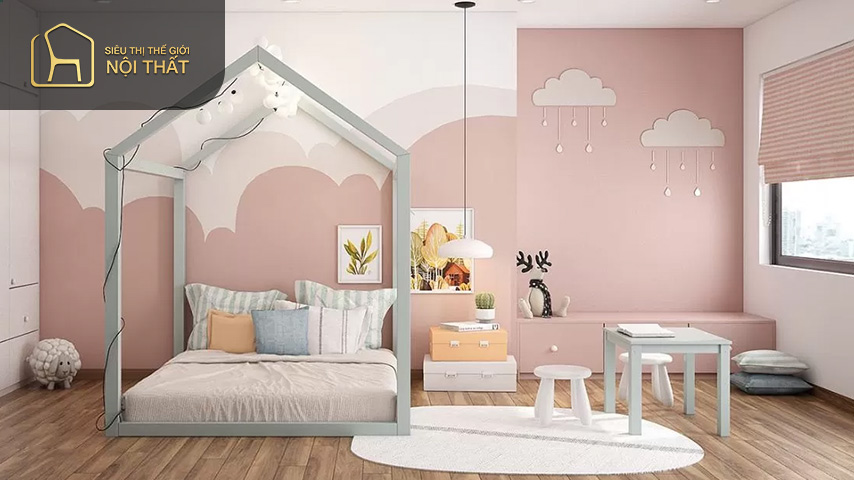 Với phòng ngủ 15m2 - 20m2 có thể bố trí thêm một số nội thất cần thiết khác để phục vụ nhu cầu sinh hoạt của trẻ Với phòng ngủ 15m2 - 20m2 có thể bố trí thêm một số nội thất cần thiết khác để phục vụ nhu cầu sinh hoạt của trẻ