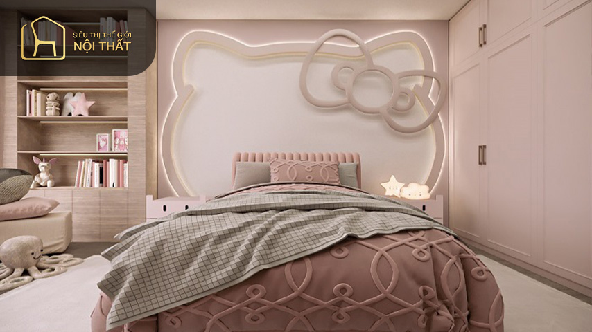 Phòng ngủ bé gái hello kitty chắc chắn sẽ làm bé thích mê Phòng ngủ bé gái hello kitty chắc chắn sẽ làm bé thích mê