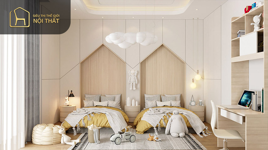 Khi thiết kế phòng ngủ nhỏ 2 giường cần chọn nội thất phù hợp với lứa tuổi của trẻ Khi thiết kế phòng ngủ nhỏ 2 giường cần chọn nội thất phù hợp với lứa tuổi của trẻ
