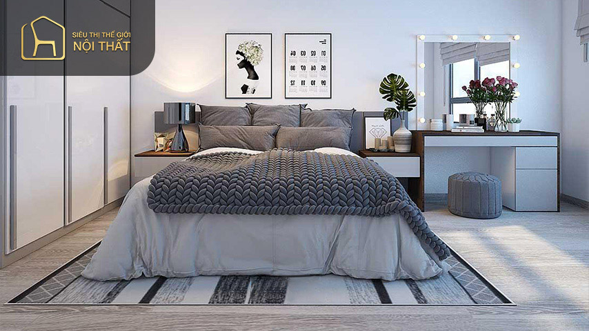 Thiết kế phòng ngủ 30m2 cho vợ chồng với việc sử dụng tone màu trắng chủ đạo kết hợp các nội thất hợp lý đem đến không gian sang trọng đẹp mắt Thiết kế phòng ngủ 30m2 cho vợ chồng với việc sử dụng tone màu trắng chủ đạo kết hợp các nội thất hợp lý đem đến không gian sang trọng đẹp mắt