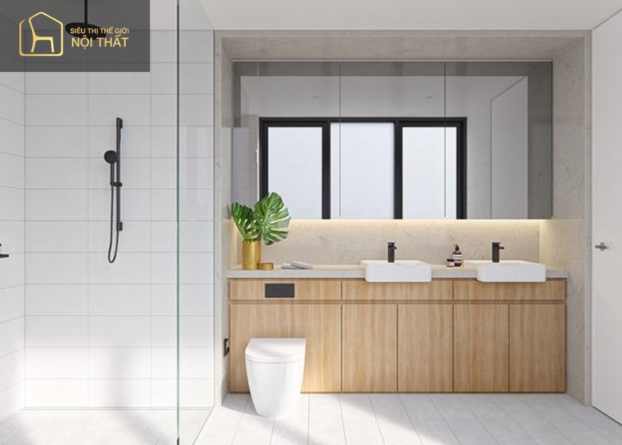 Bố trí hài hòa và tối giản là nguyên tắc khi thiết kế phòng tắm 4m2 đơn giản