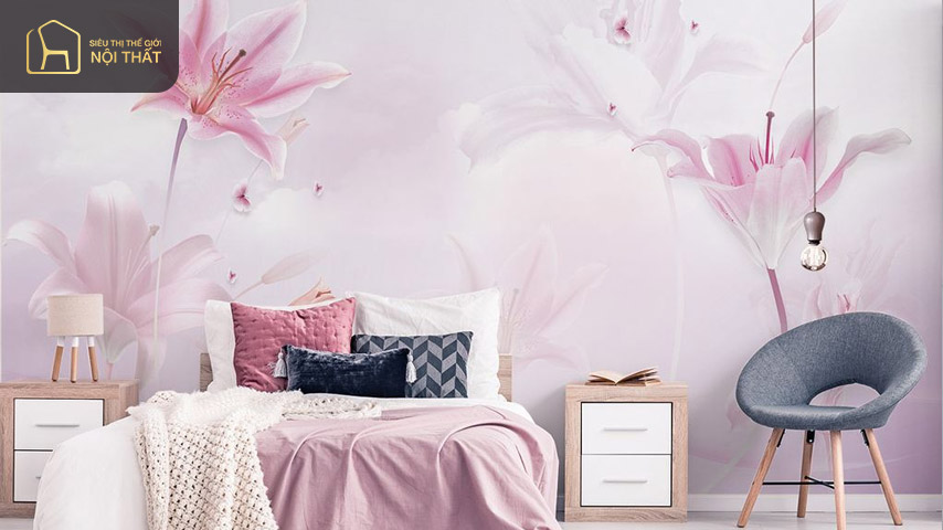 Top 15+ mẫu thiết kế phòng ngủ màu hồng tinh tế, nhẹ nhàng 17 Sự kết hợp giữa màu hồng và màu xám tạo không gian rộng rãi tinh tế của căn phòng