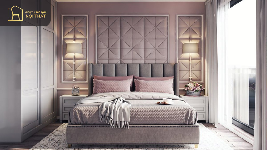 Top 15+ mẫu thiết kế phòng ngủ màu hồng tinh tế, nhẹ nhàng 21 Sự kết hợp hài hòa giữa màu hồng và xám tạo không gian hài hòa nổi bật