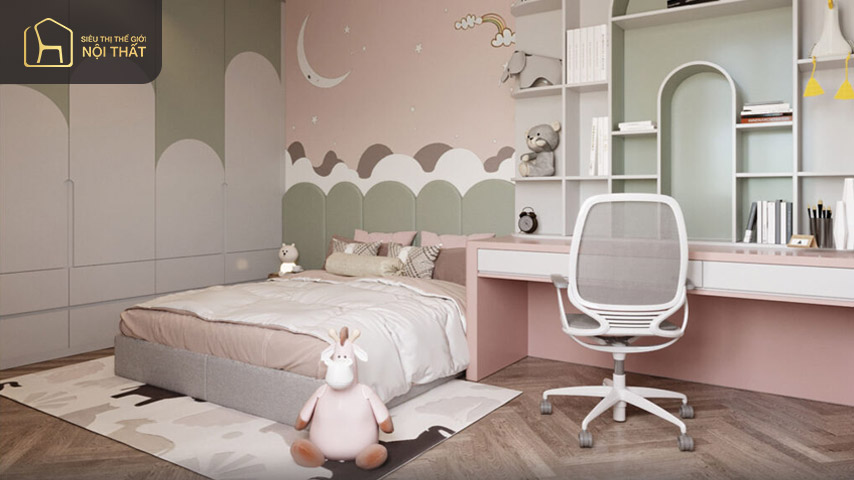 Top 15+ mẫu thiết kế phòng ngủ màu hồng tinh tế, nhẹ nhàng 16 Mẫu decal dán tường phòng ngủ màu hồng