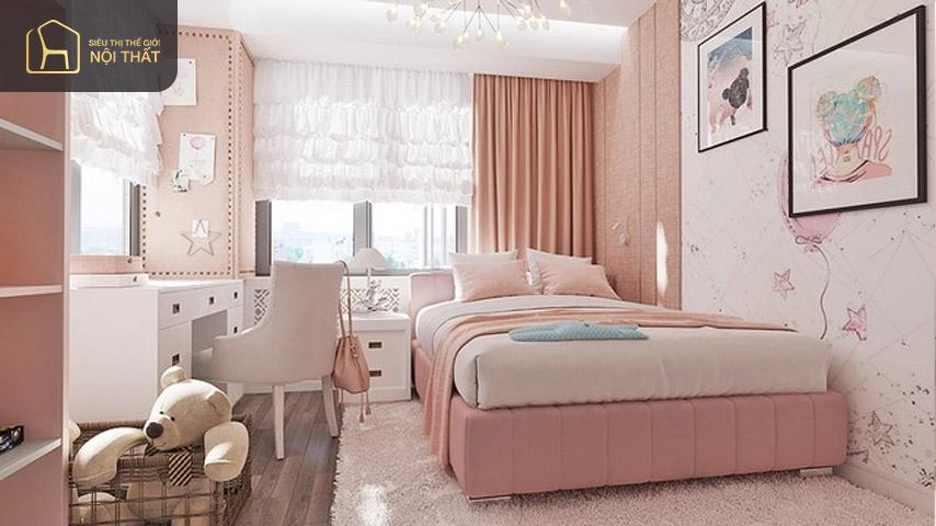 Top 15+ mẫu thiết kế phòng ngủ màu hồng tinh tế, nhẹ nhàng 9 Sử dụng màu hồng pastel xuyên suốt phòng ngủ có thể khiến bạn cảm thấy dễ chịu hơn