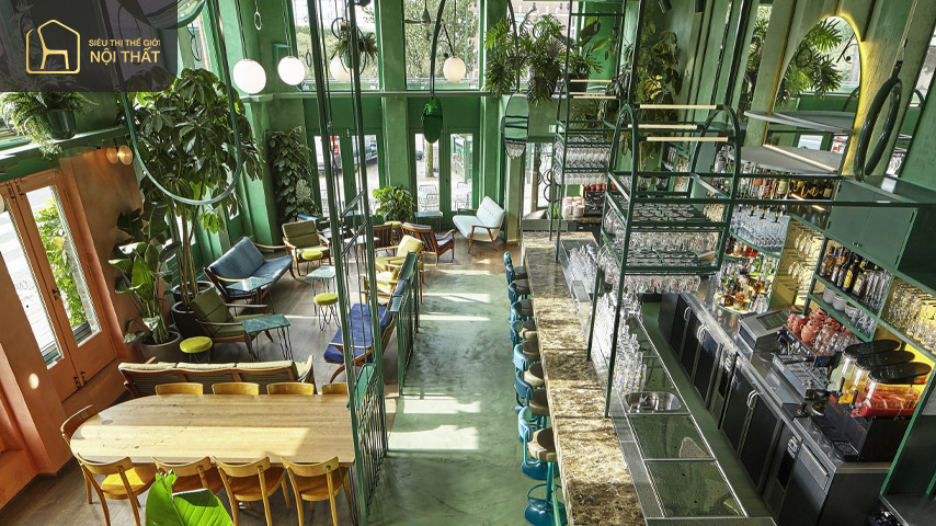 Top 6 ý tưởng thiết kế quán cafe cây xanh xu hướng 2023 2 Nội thất ảnh hưởng đến toàn bộ không gian quán