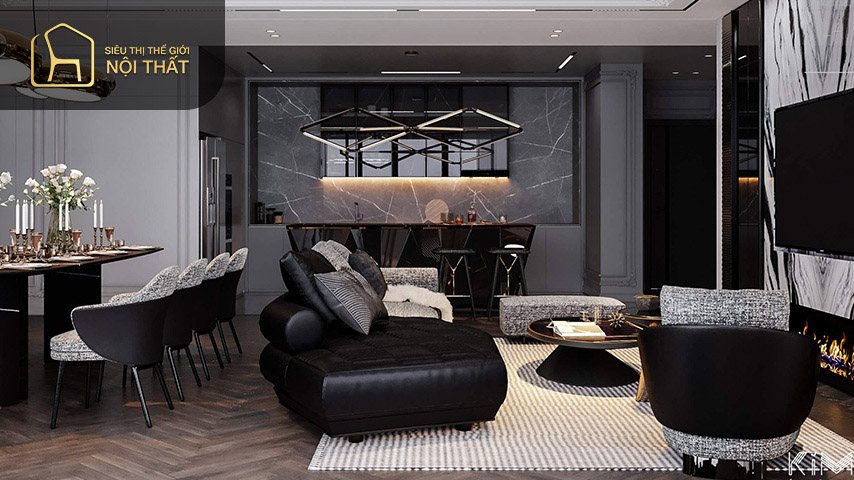 Phòng khách và bếp thông nhau phong cách luxury đem đến sự sang trọng đẳng cấp Phòng khách và bếp thông nhau phong cách luxury đem đến sự sang trọng đẳng cấp