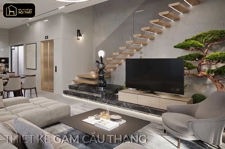 thiết kế tủ gầm cầu thang