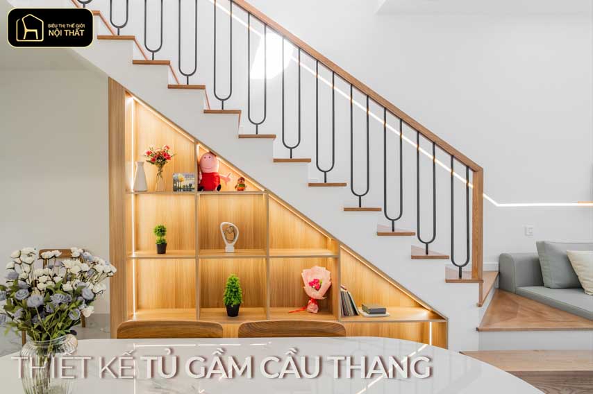 thiết kế tủ gầm cầu thang