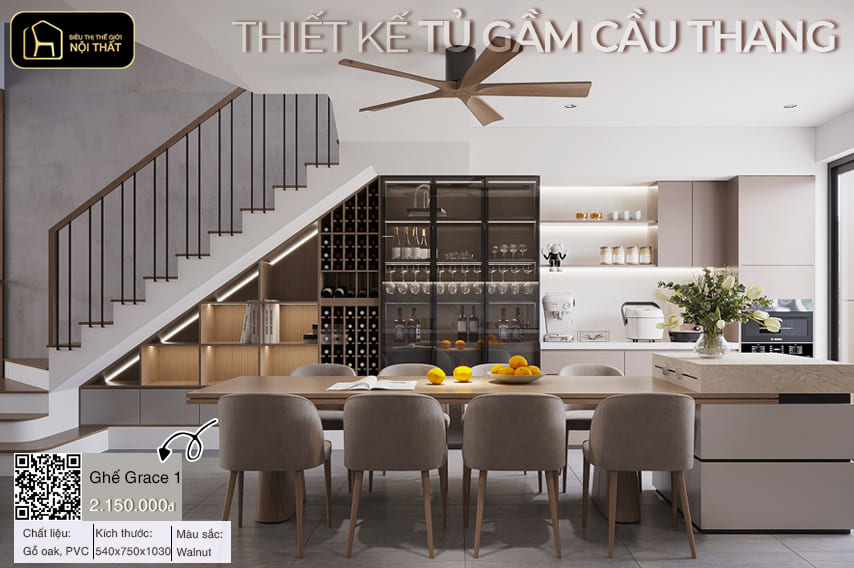 thiết kế tủ gầm cầu thang