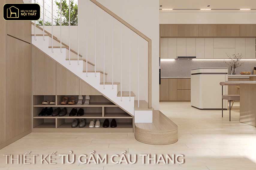 thiết kế tủ gầm cầu thang