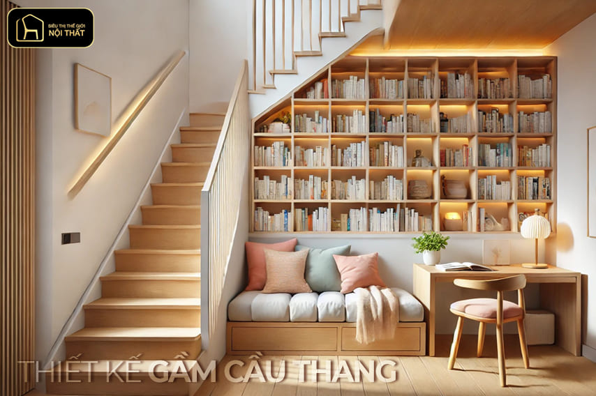 thiết kế tủ gầm cầu thang