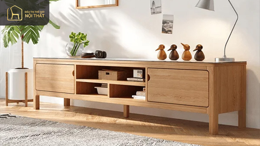 Kệ tivi kiểu thuyền gỗ sồi thiết kế độc đáo