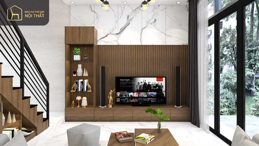 Top 15+ mẫu vách tivi phòng khách hot nhất 2023 1 Kiểu dáng của vách tivi cần phù hợp với tổng thể ngôi nhà